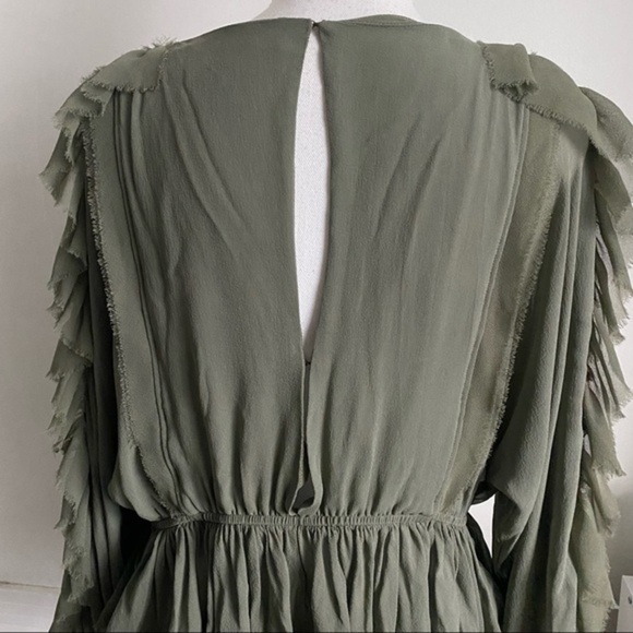 Love Shack Fancy • Olive Green Ruffle Nellie Sleeve Top - Picture 11 of 14